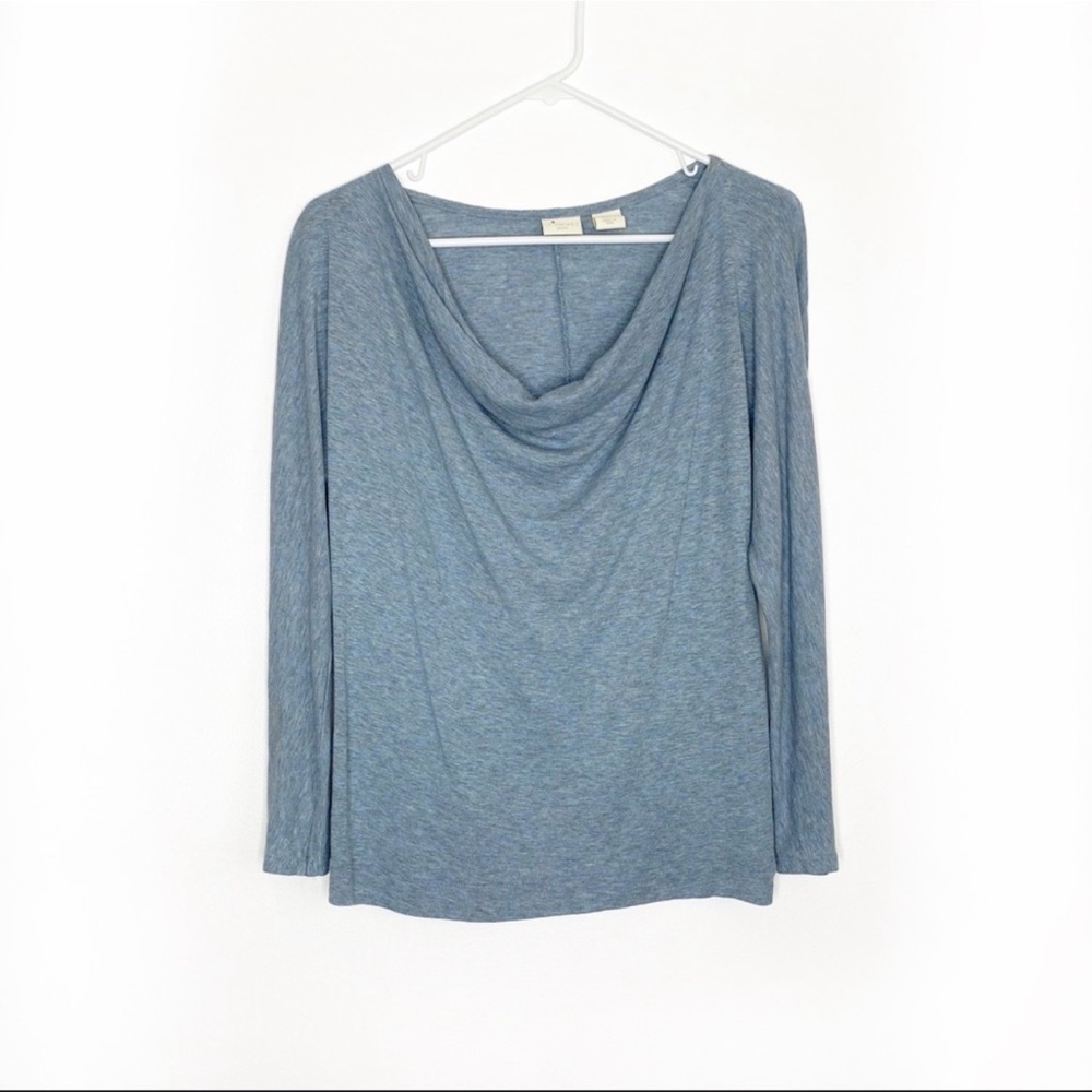 ST. TROPEZ WEST Cowl Neck Cotton Top Blue Size S